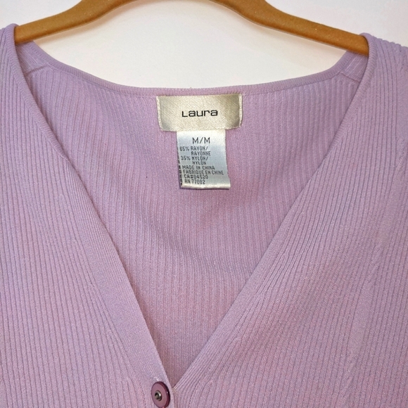 LAURA rib knit button up cardigan - M - Picture 2 of 4